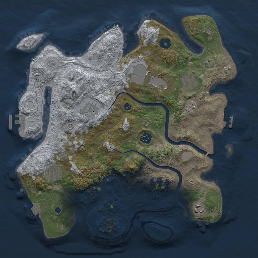 Rust Map: Procedural Map, Size: 3500, Seed: 3057039, 13 Monuments