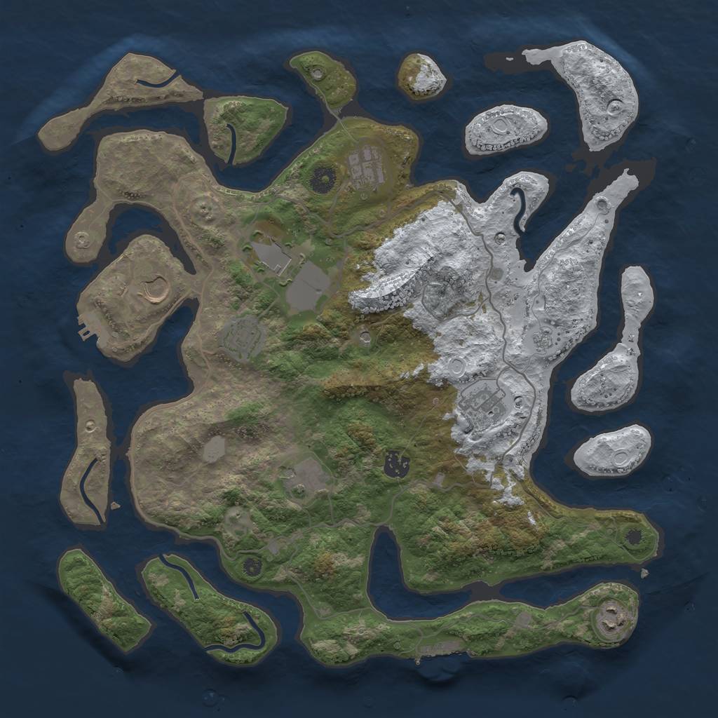 Rust Map: Procedural Map, Size: 4000, Seed: 2049099, 17 Monuments