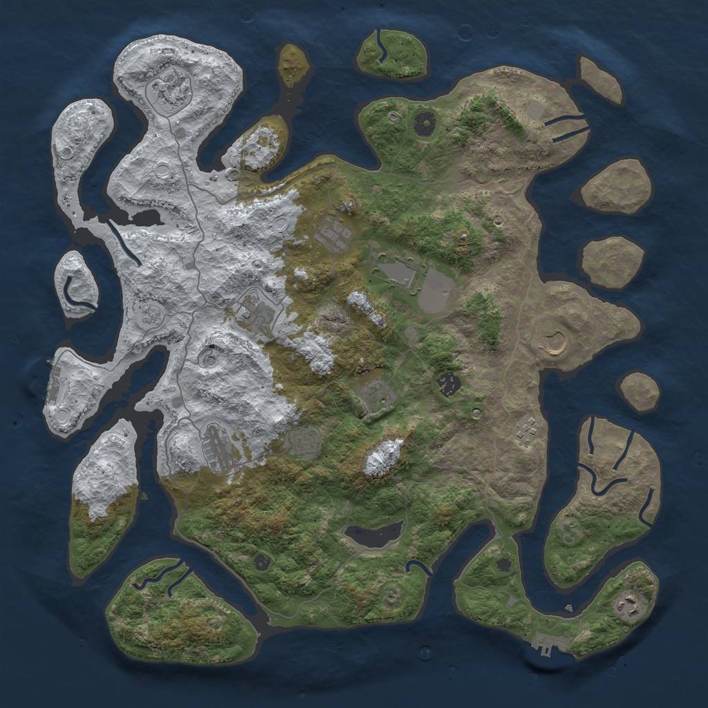 Rust Map: Procedural Map, Size: 4500, Seed: 2833327, 20 Monuments