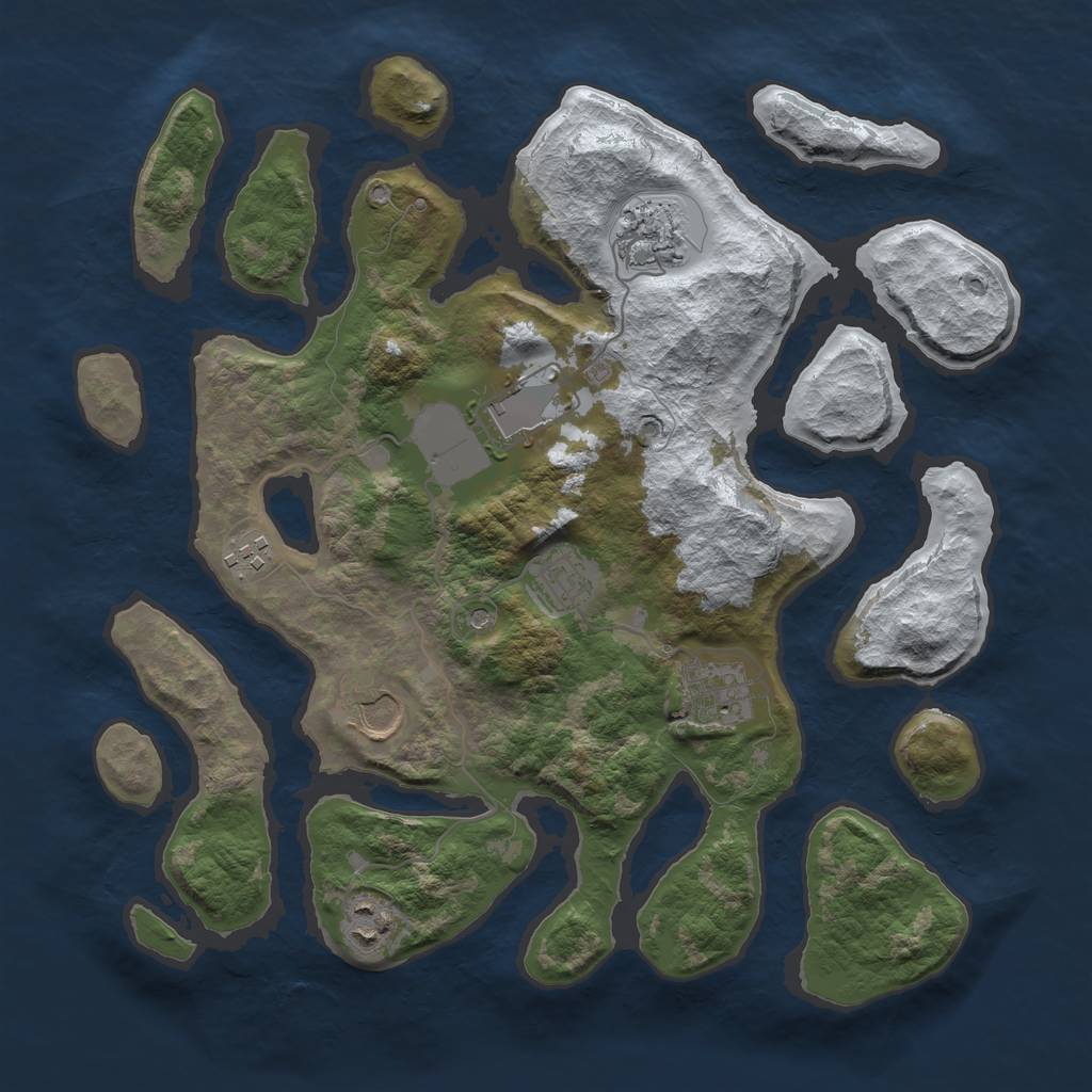 Rust Map: Barren, Size: 3500, Seed: 5225931, 10 Monuments
