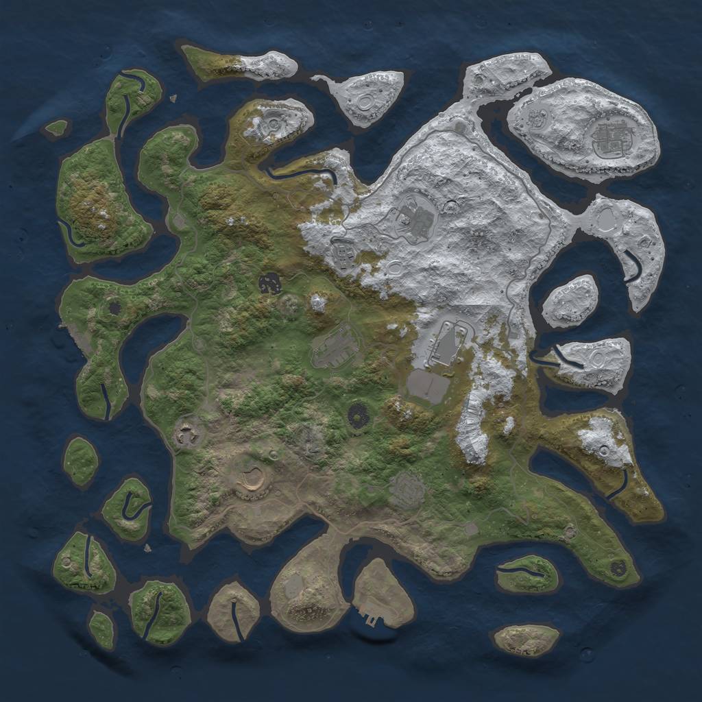 Rust Map: Procedural Map, Size: 4500, Seed: 1104254, 18 Monuments