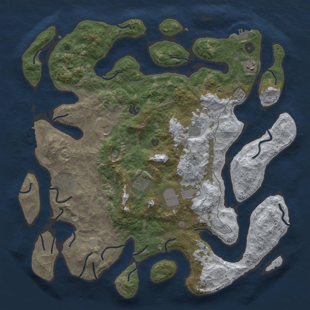 Rust Map: Procedural Map, Size: 4500, Seed: 484587, 17 Monuments