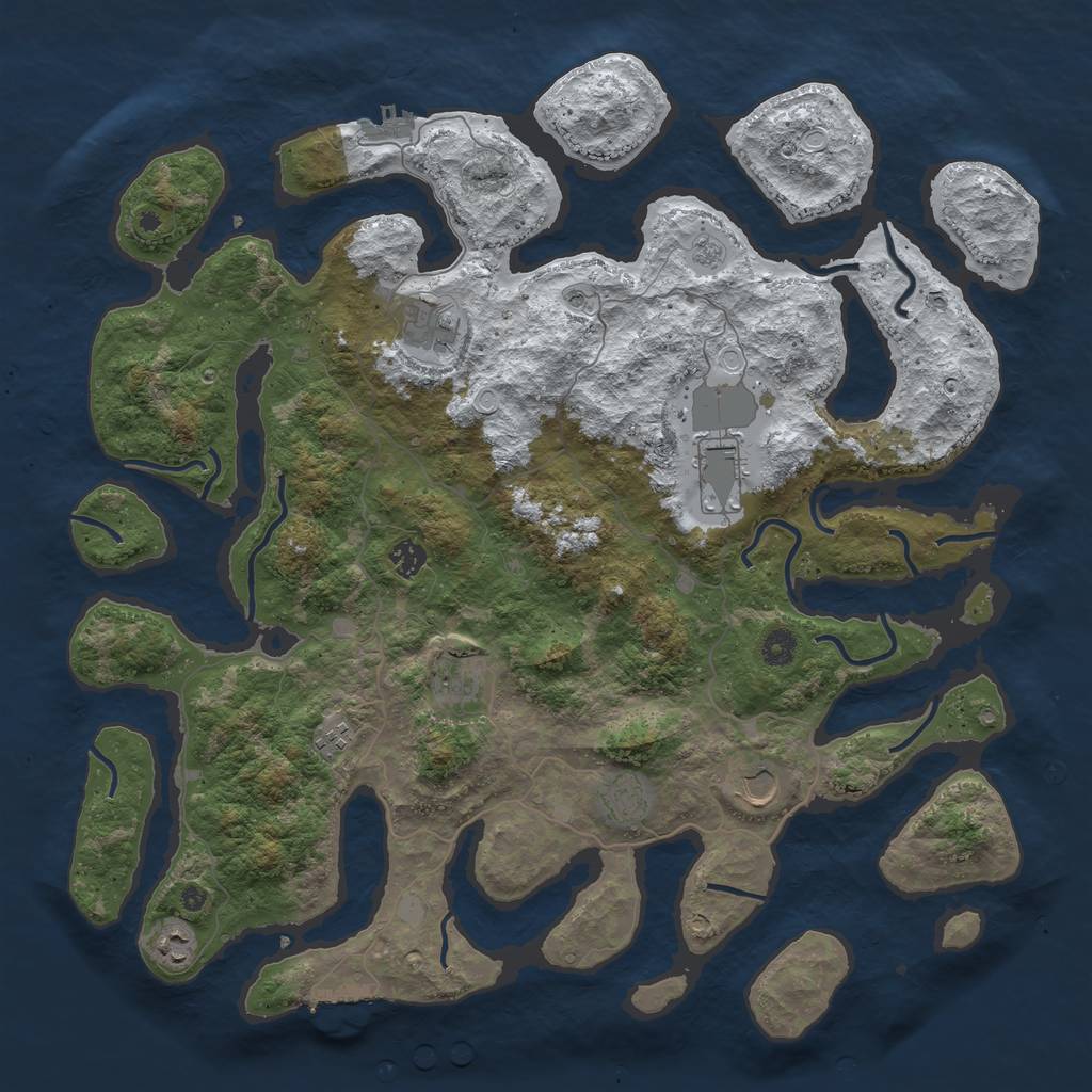 Rust Map: Procedural Map, Size: 4500, Seed: 433034, 17 Monuments