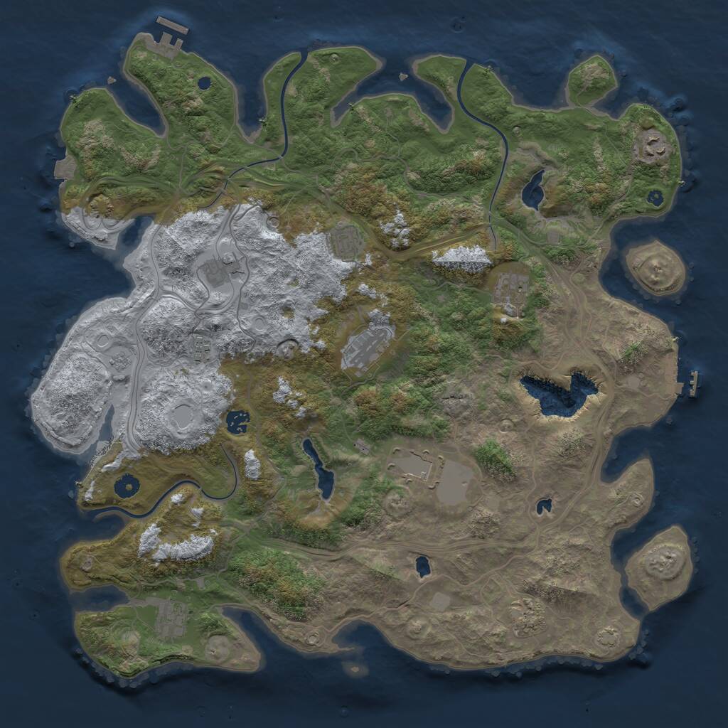 Rust Map: Procedural Map, Size: 4500, Seed: 5910614, 16 Monuments