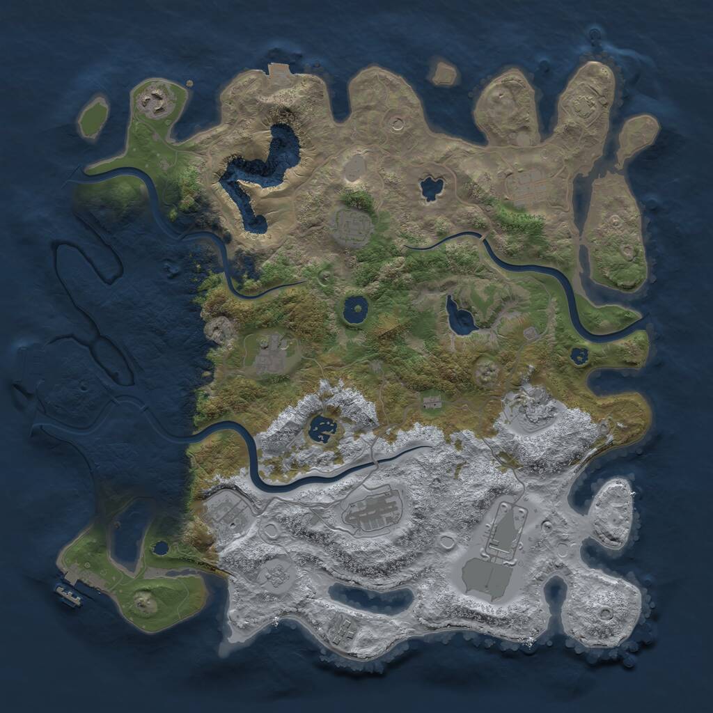 Rust Map: Procedural Map, Size: 4000, Seed: 2847308, 16 Monuments