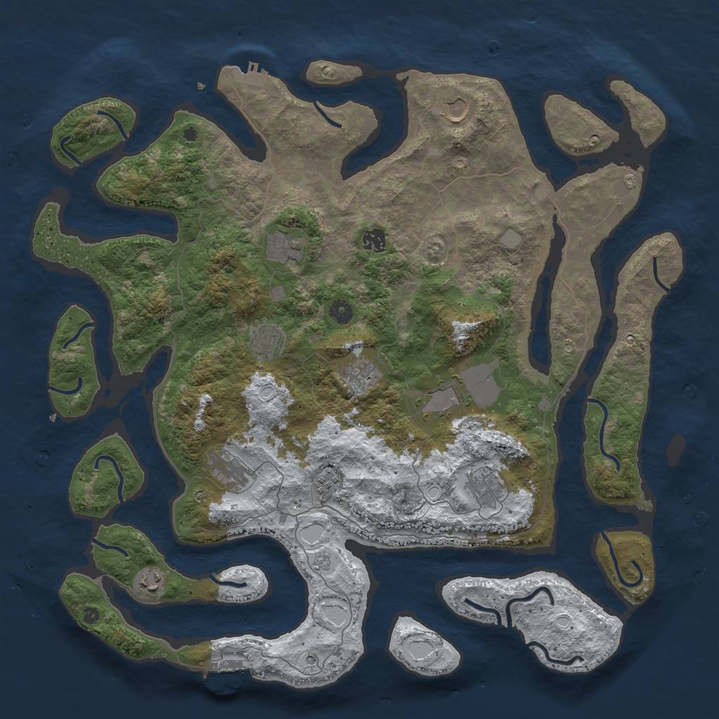 Rust Map: Procedural Map, Size: 4500, Seed: 2212143, 19 Monuments