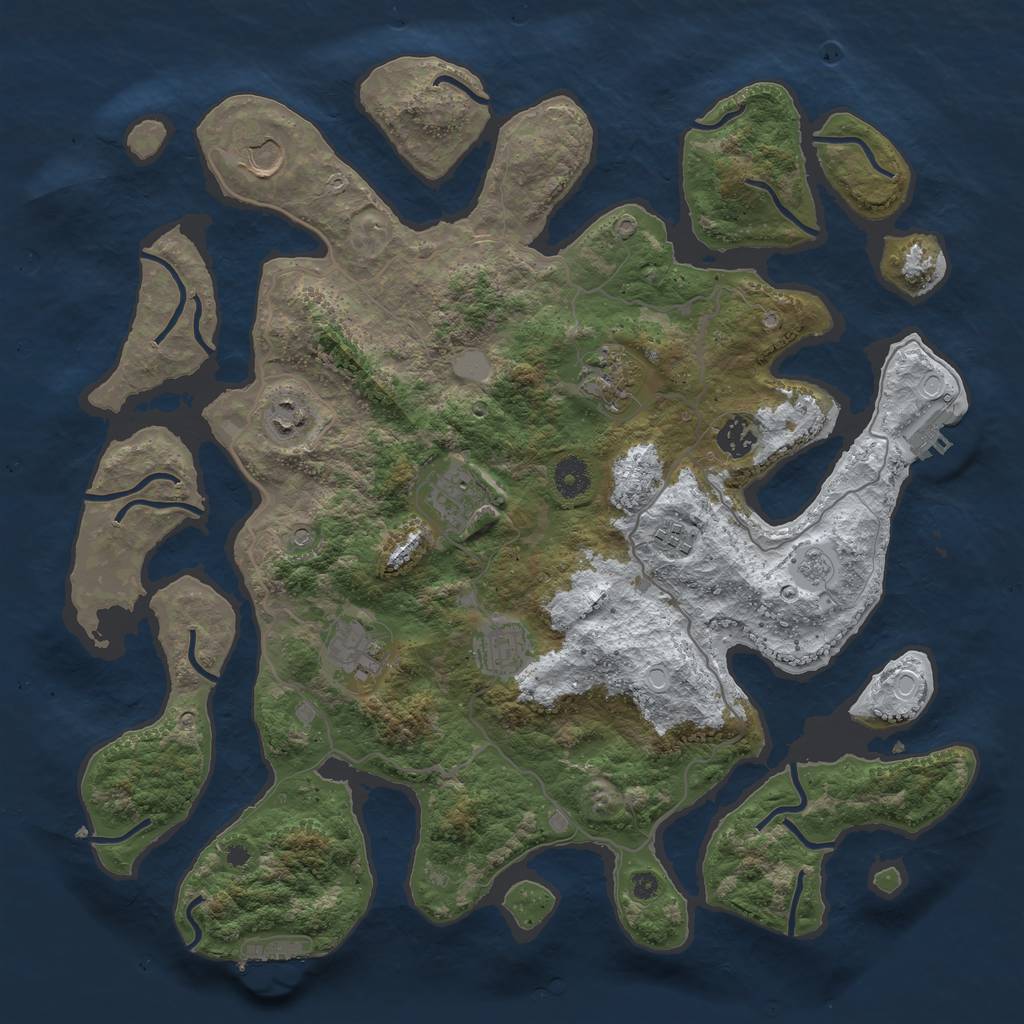Rust Map: Procedural Map, Size: 4000, Seed: 2333490, 17 Monuments
