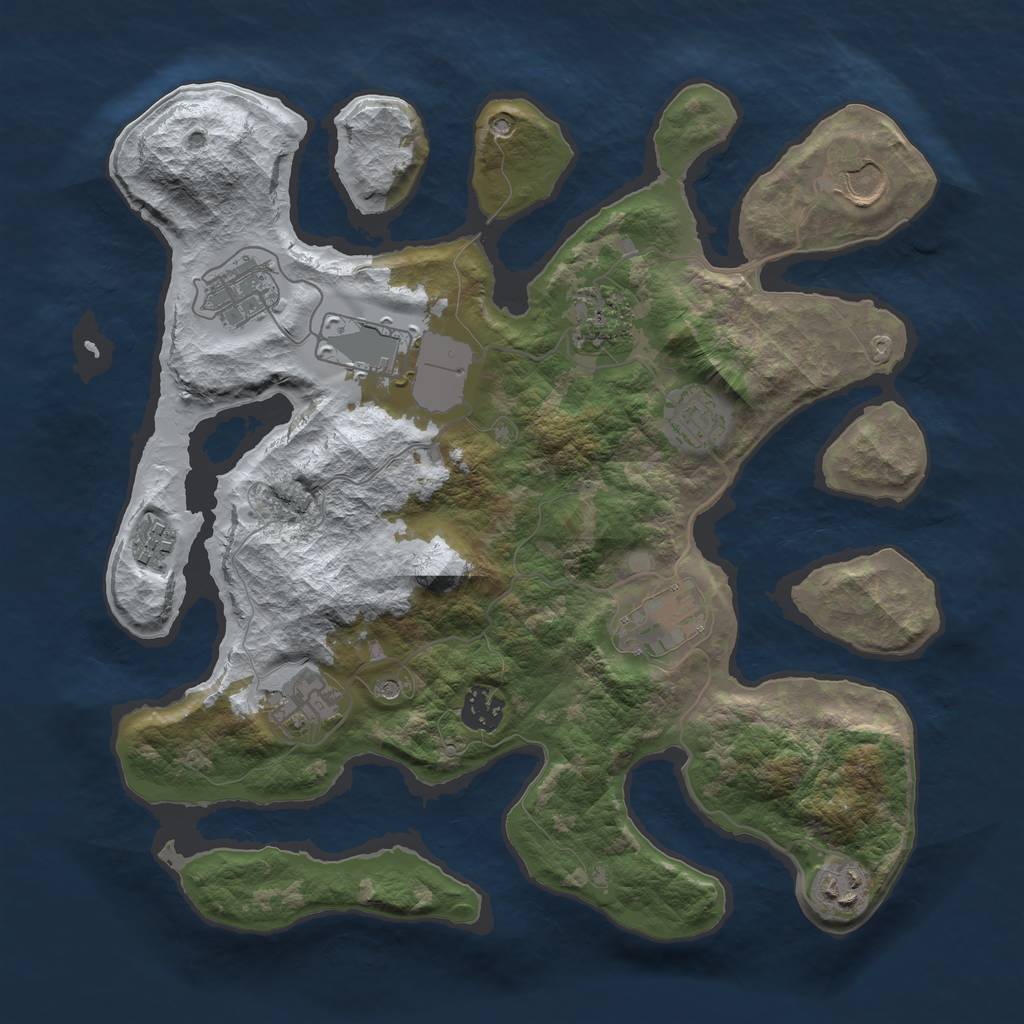 Rust Map: Barren, Size: 3500, Seed: 1749204, 13 Monuments