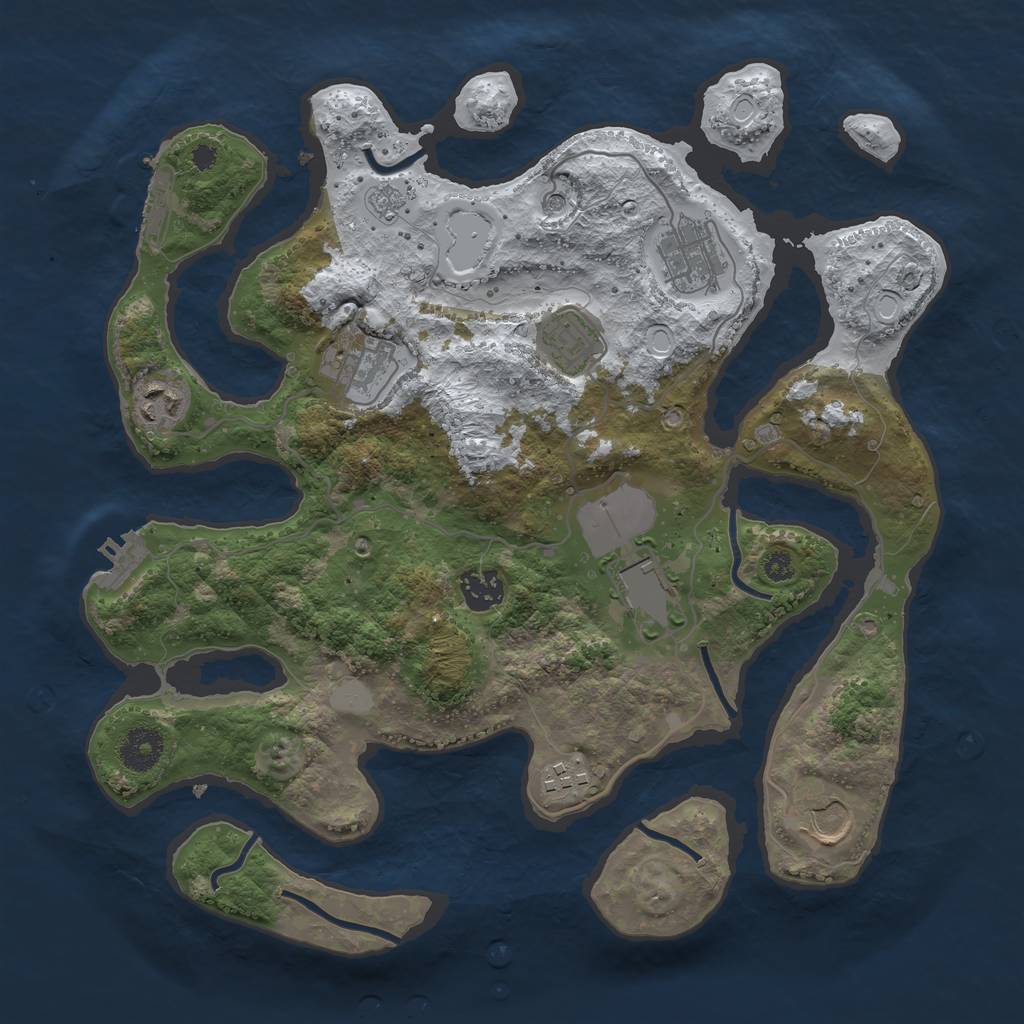 Rust Map: Procedural Map, Size: 3500, Seed: 61825, 17 Monuments