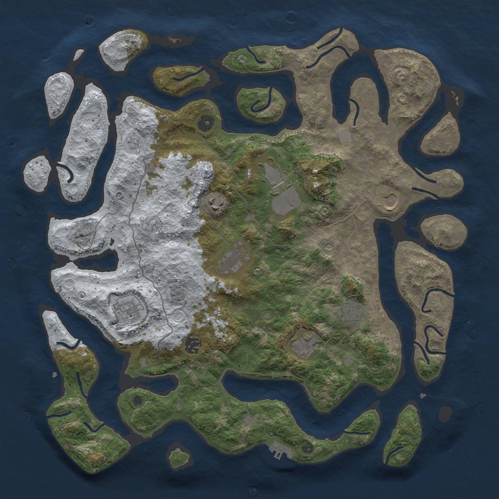 Rust Map: Procedural Map, Size: 4500, Seed: 3000117, 17 Monuments