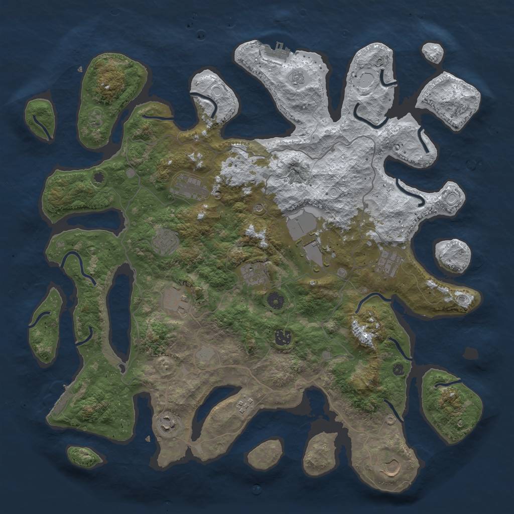 Rust Map: Procedural Map, Size: 4500, Seed: 4726480, 19 Monuments