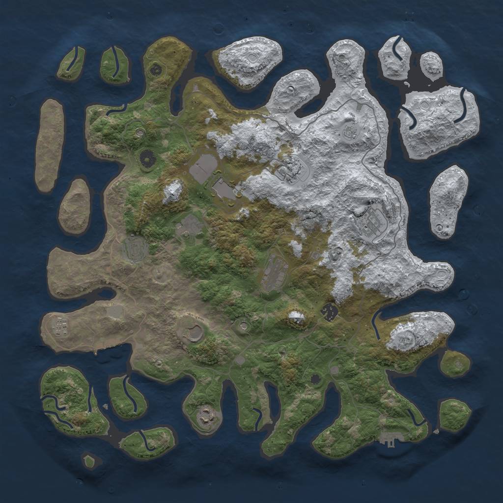 Rust Map: Procedural Map, Size: 4500, Seed: 3982879, 19 Monuments