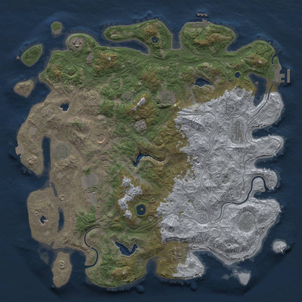 Rust Map: Procedural Map, Size: 4500, Seed: 4187755, 15 Monuments