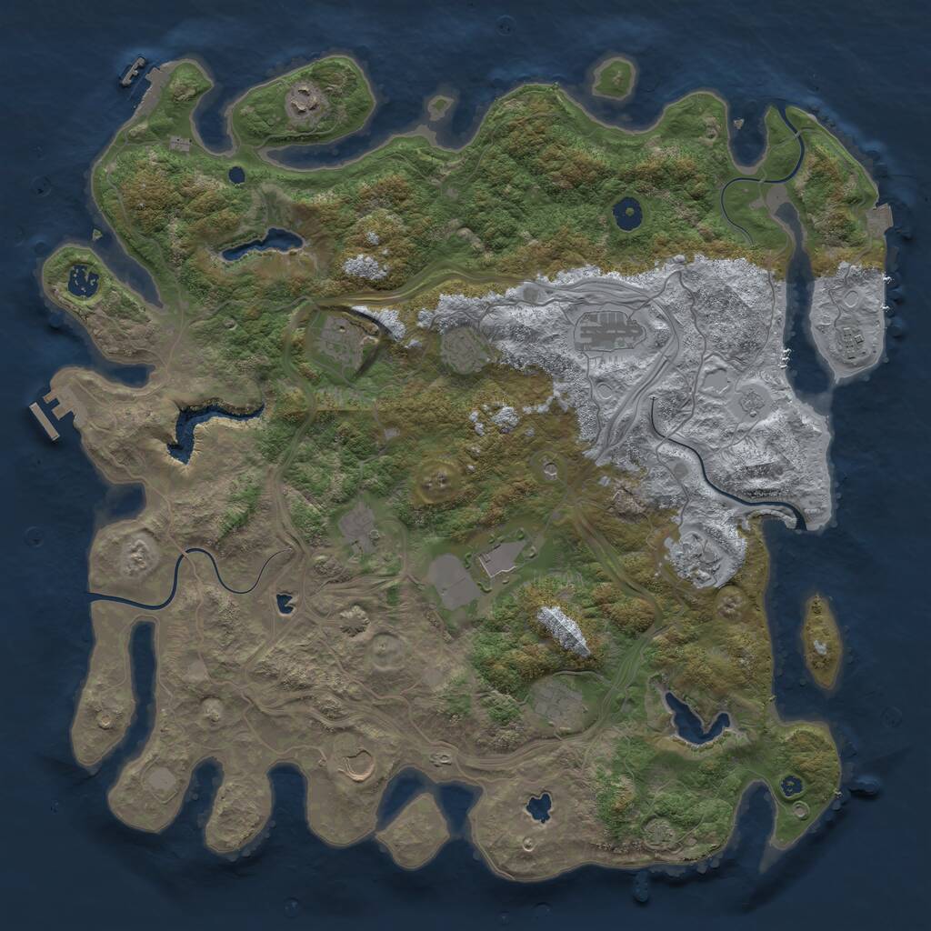 Rust Map: Procedural Map, Size: 4500, Seed: 4833401, 17 Monuments