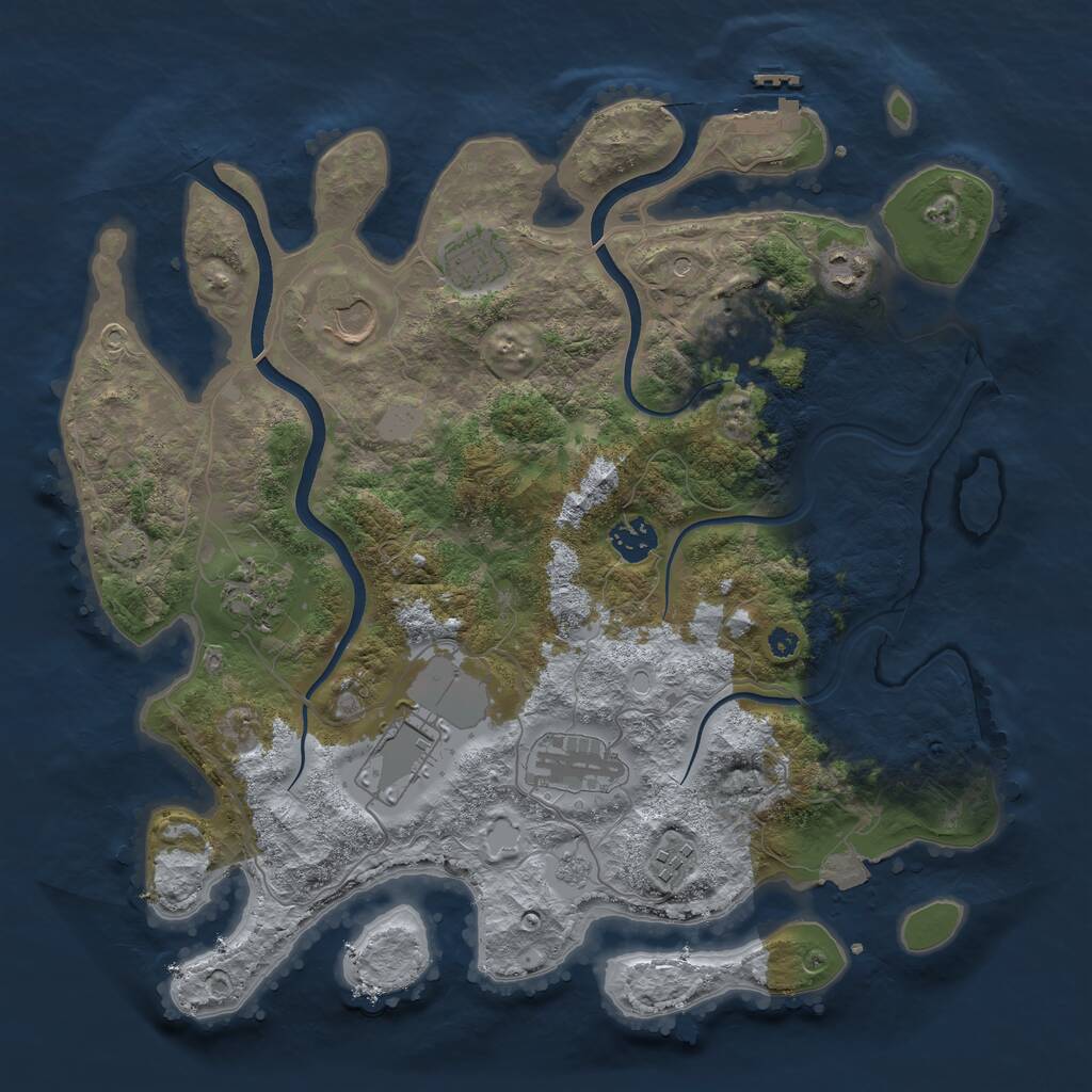 Rust Map: Procedural Map, Size: 3700, Seed: 3930856, 14 Monuments