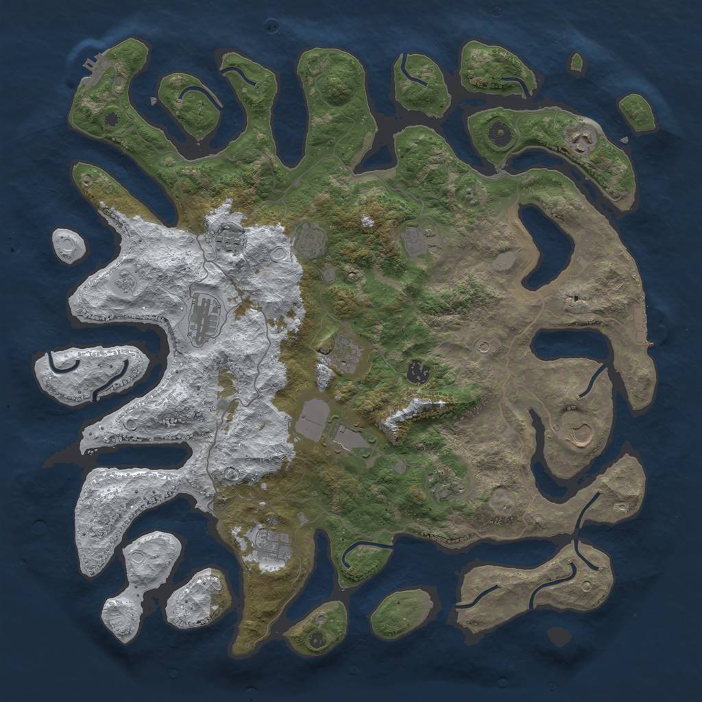 Rust Map: Procedural Map, Size: 4500, Seed: 1281377, 20 Monuments