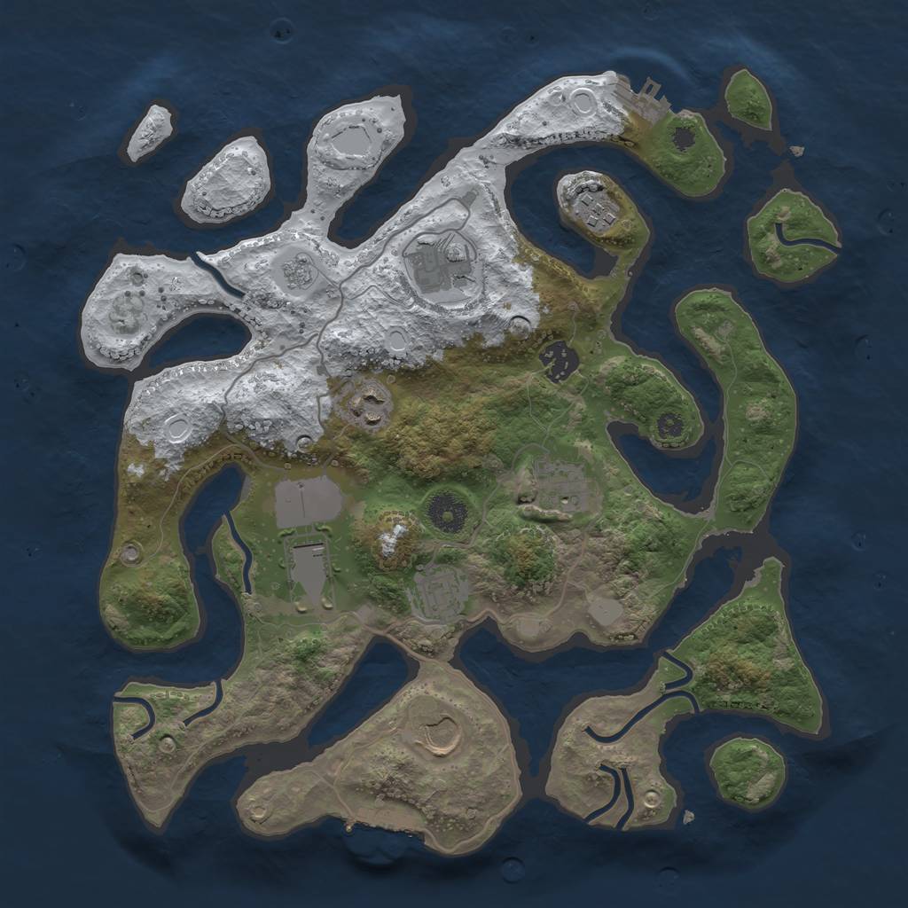 Rust Map: Procedural Map, Size: 3500, Seed: 2634928, 16 Monuments
