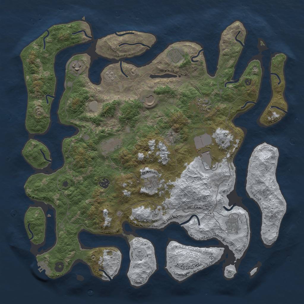 Rust Map: Procedural Map, Size: 4500, Seed: 2725995, 18 Monuments