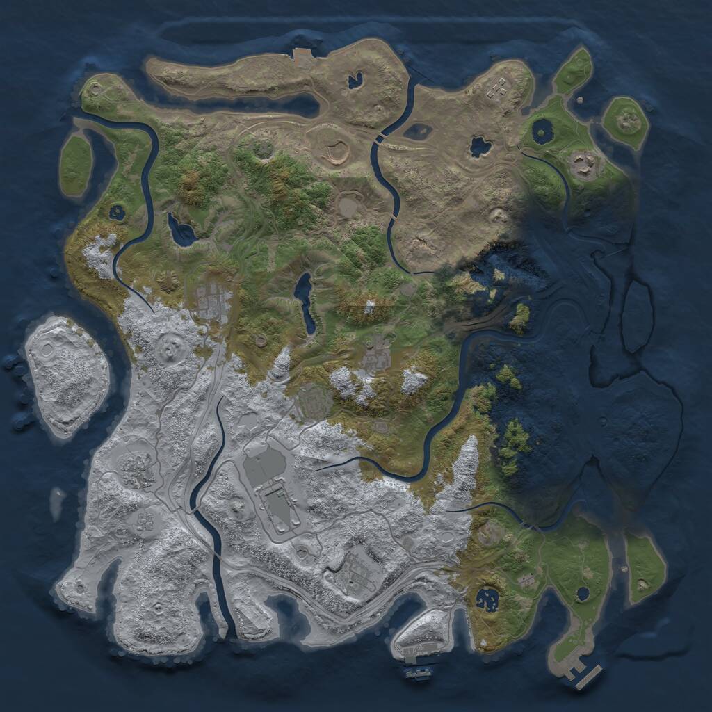 Rust Map: Procedural Map, Size: 4500, Seed: 1600880, 16 Monuments