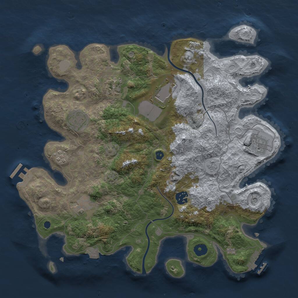 Rust Map: Procedural Map, Size: 3500, Seed: 2611497, 13 Monuments