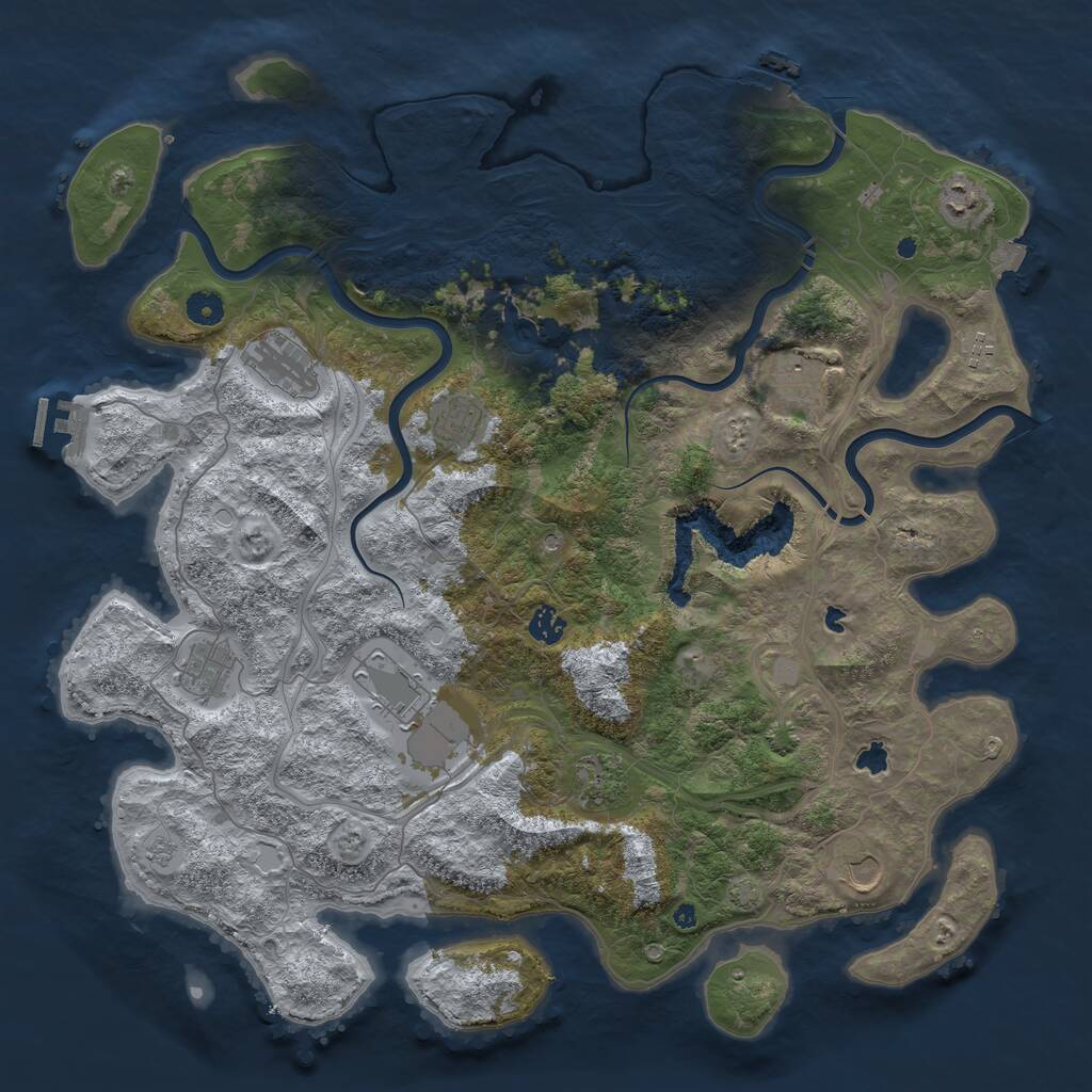 Rust Map: Procedural Map, Size: 4500, Seed: 5534792, 16 Monuments
