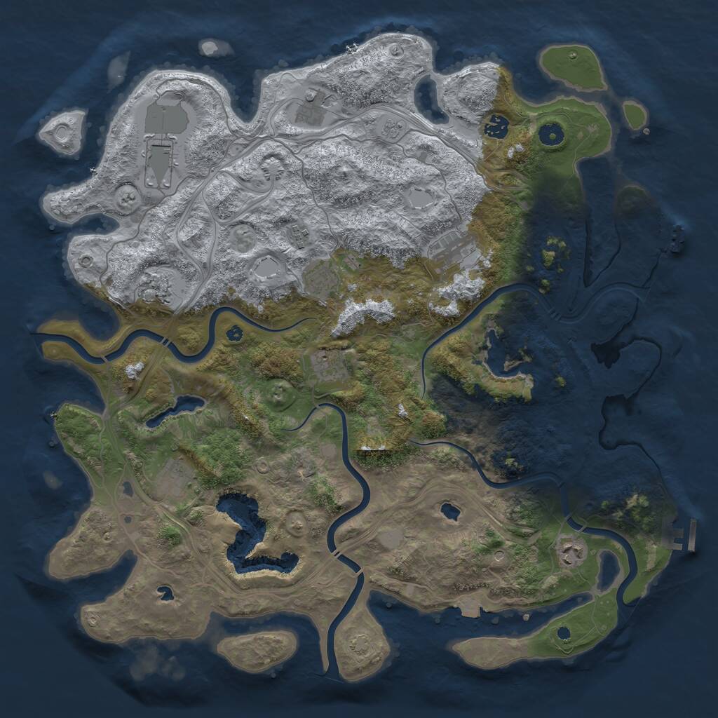 Rust Map: Procedural Map, Size: 4500, Seed: 4412678, 16 Monuments