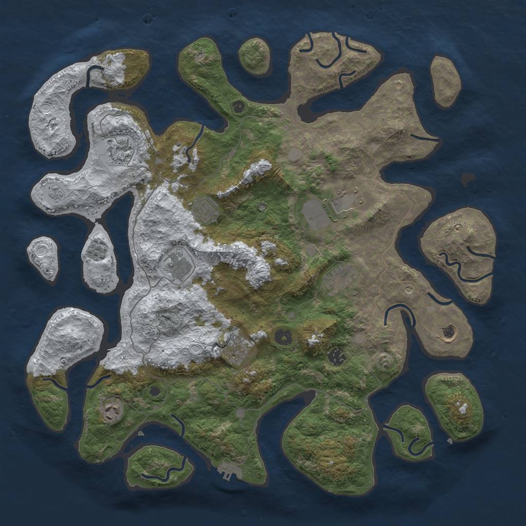 Rust Map: Procedural Map, Size: 4500, Seed: 1386583, 18 Monuments