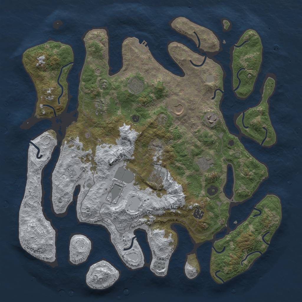 Rust Map: Procedural Map, Size: 4300, Seed: 635792909, 17 Monuments