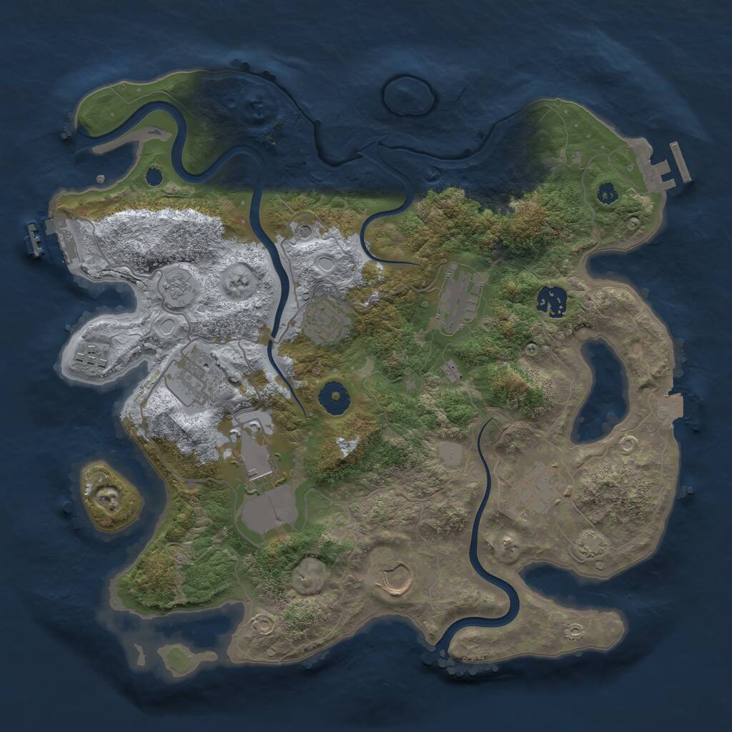 Rust Map: Procedural Map, Size: 3500, Seed: 3760817, 14 Monuments