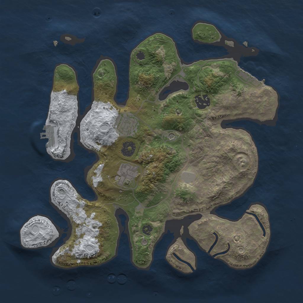 Rust Map: Procedural Map, Size: 3000, Seed: 1033545268, 11 Monuments