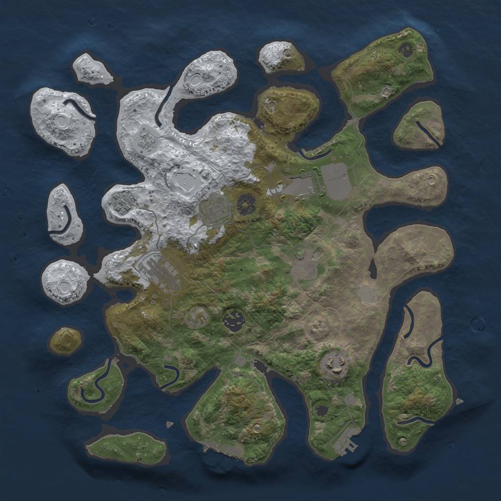 Rust Map: Procedural Map, Size: 3550, Seed: 633343, 15 Monuments