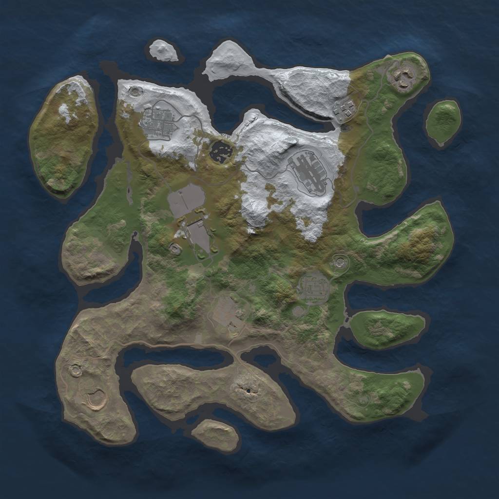 Rust Map: Barren, Size: 3500, Seed: 4293304, 12 Monuments