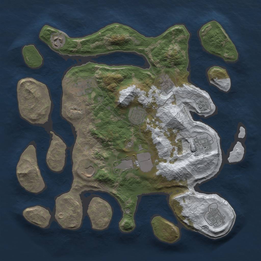 Rust Map: Barren, Size: 3500, Seed: 5312846, 12 Monuments