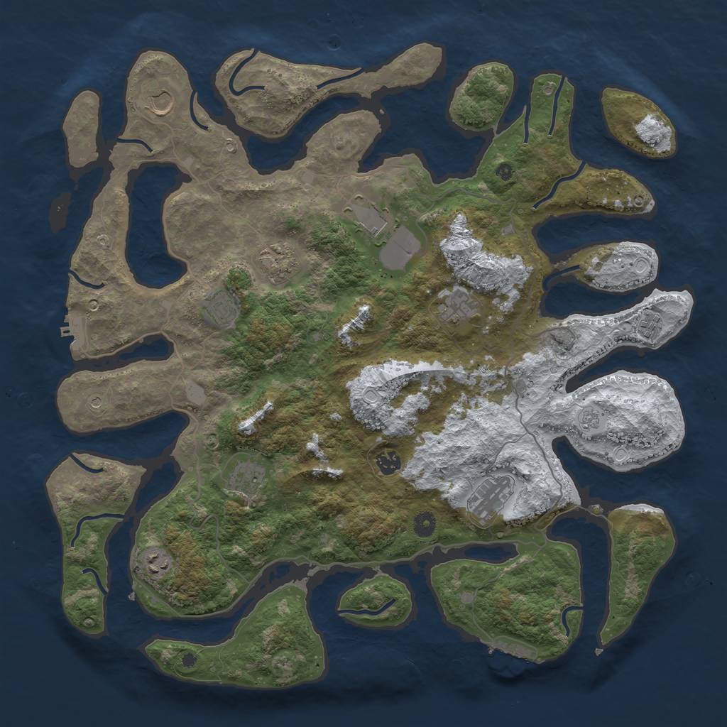 Rust Map: Procedural Map, Size: 4500, Seed: 607082, 19 Monuments