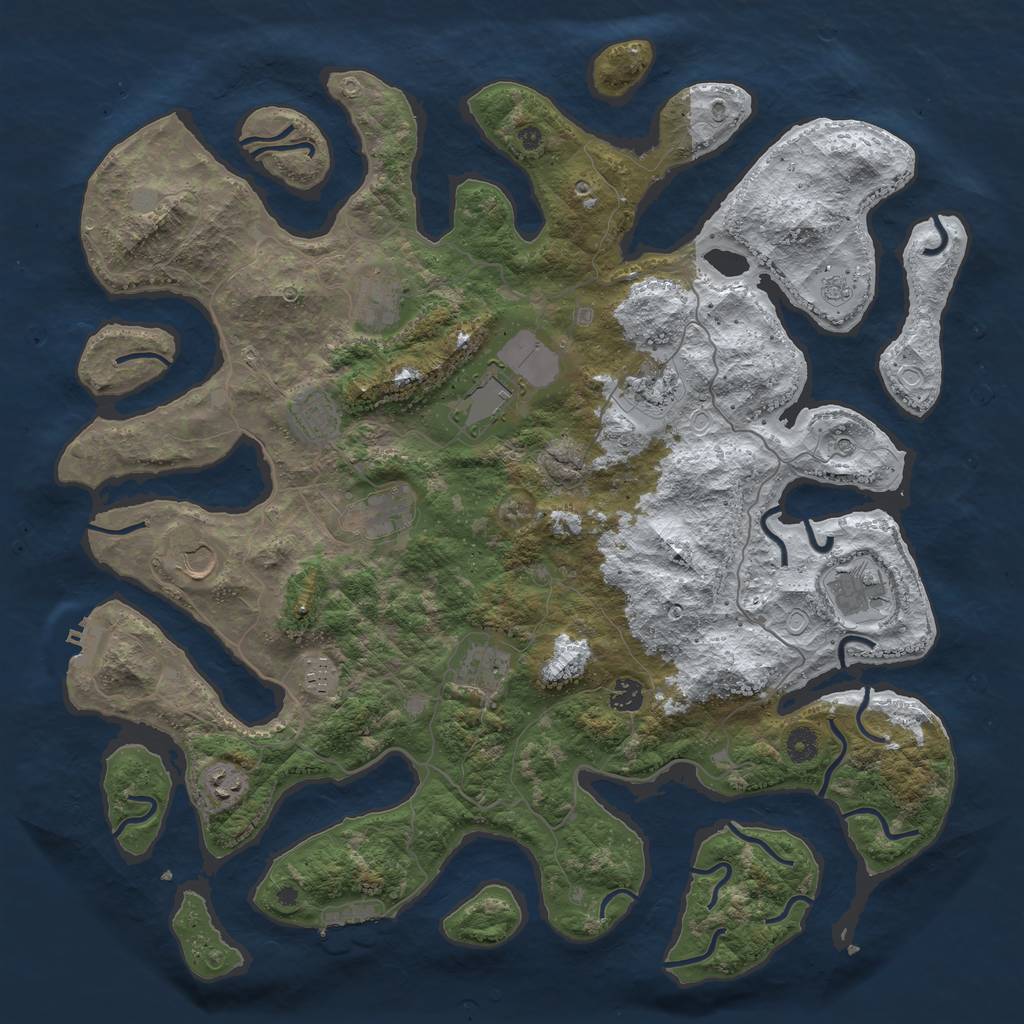 Rust Map: Procedural Map, Size: 4500, Seed: 1864821, 20 Monuments
