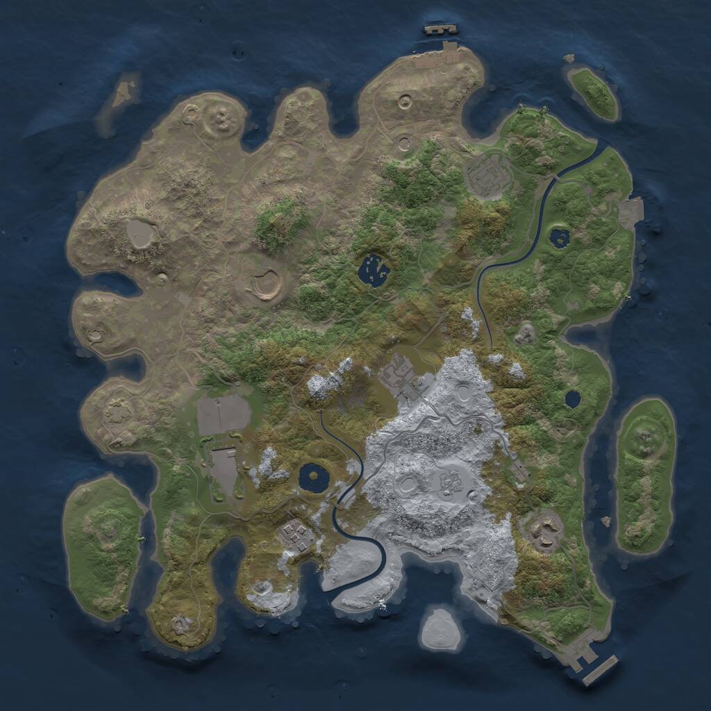 Rust Map: Procedural Map, Size: 3500, Seed: 4250819, 13 Monuments