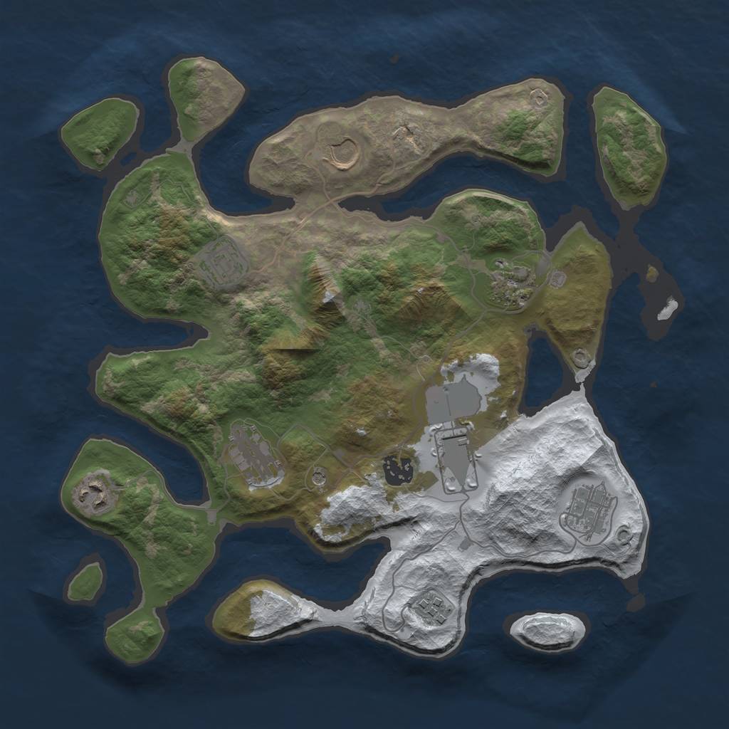 Rust Map: Barren, Size: 3500, Seed: 2196267, 12 Monuments