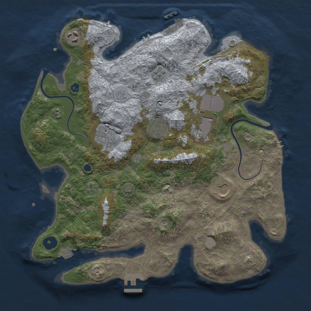 Rust Map: Procedural Map, Size: 3500, Seed: 5754758, 12 Monuments