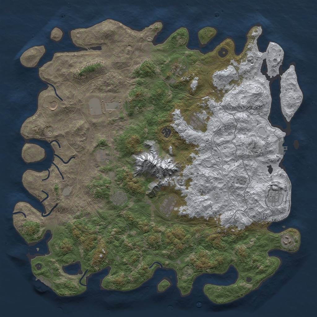 Rust Map: Procedural Map, Size: 5000, Seed: 1136241617, 20 Monuments