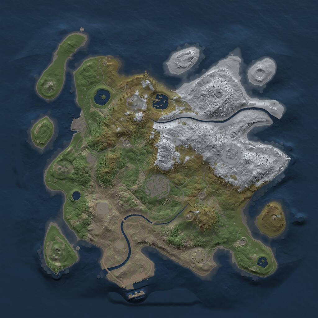 Rust Map: Procedural Map, Size: 3000, Seed: 50042, 7 Monuments