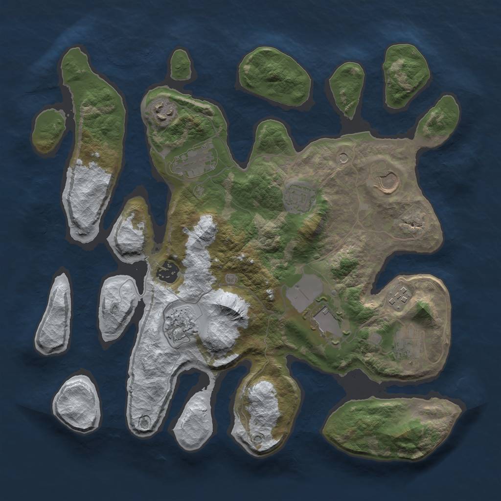 Rust Map: Barren, Size: 3500, Seed: 1103754, 12 Monuments