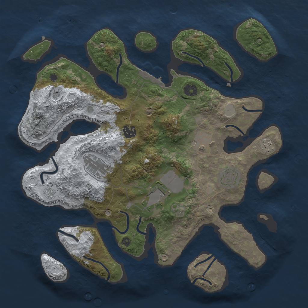 Rust Map: Procedural Map, Size: 3500, Seed: 783258, 14 Monuments