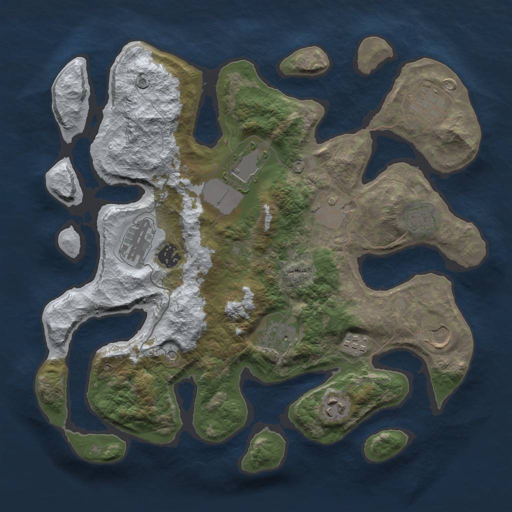 Rust Map: Barren, Size: 3500, Seed: 256, 13 Monuments