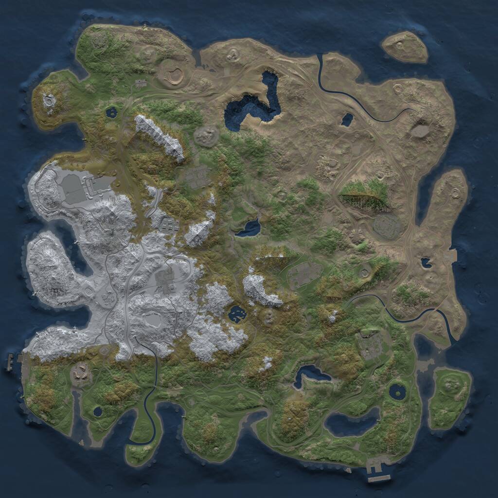 Rust Map: Procedural Map, Size: 4500, Seed: 221953, 17 Monuments