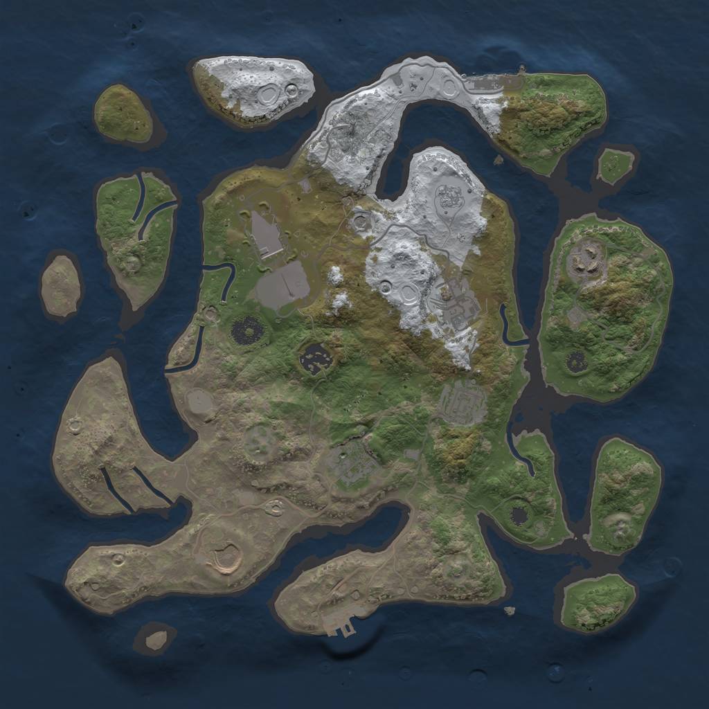 Rust Map: Procedural Map, Size: 3500, Seed: 1284197710, 16 Monuments