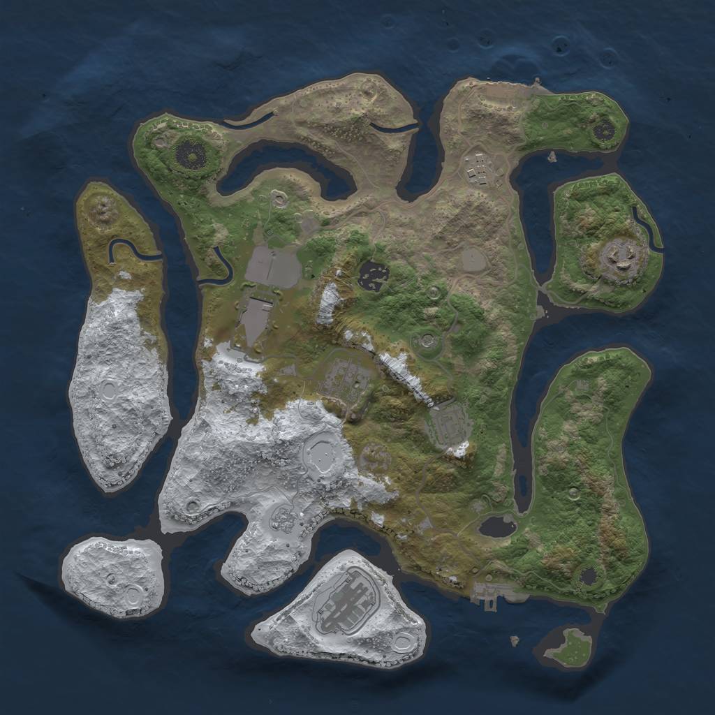 Rust Map: Procedural Map, Size: 3500, Seed: 1436911, 16 Monuments