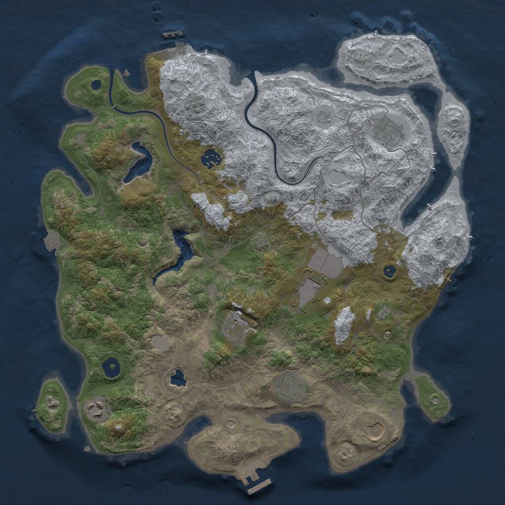 Rust Map: Procedural Map, Size: 4000, Seed: 210555, 14 Monuments