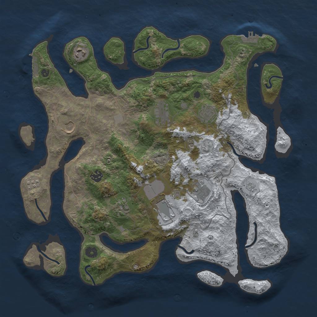 Rust Map: Procedural Map, Size: 4000, Seed: 971905, 18 Monuments