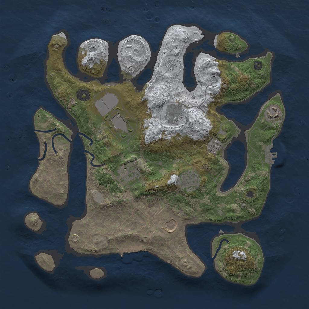 Rust Map: Procedural Map, Size: 3500, Seed: 3885143, 16 Monuments