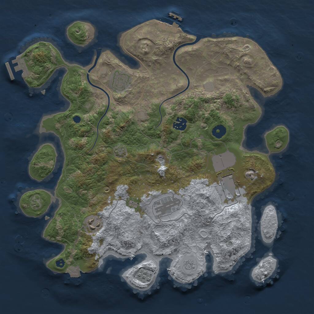Rust Map: Procedural Map, Size: 3500, Seed: 3068153, 12 Monuments